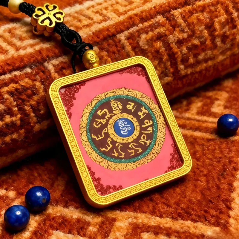 Zhai Lhamo Hand-Painted Thangka Pendant | Tibetan Wealth & Fortune Goddess Amulet for Prosperity