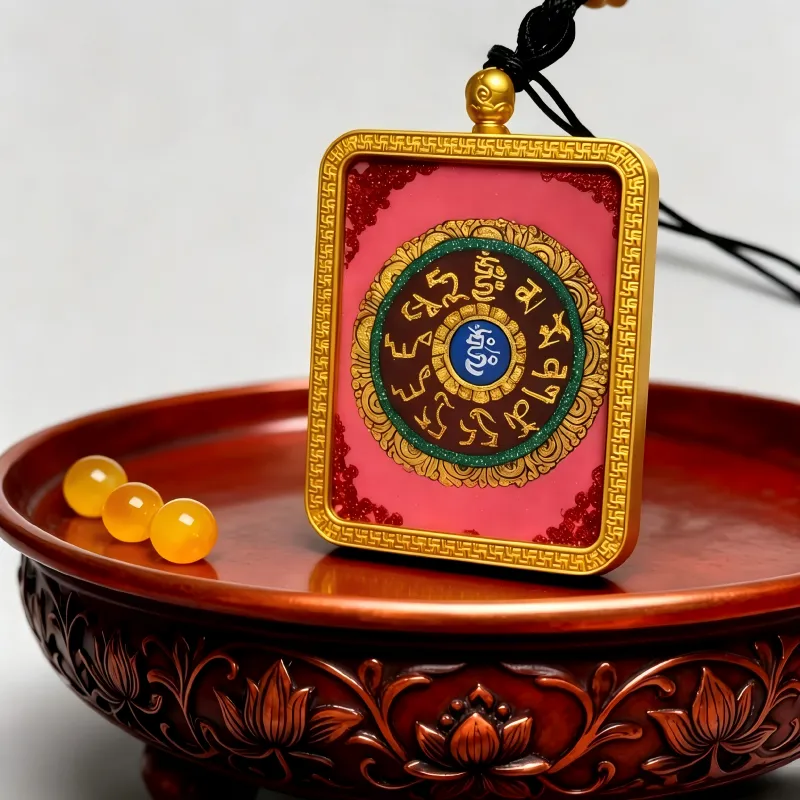 Zhai Lhamo Hand-Painted Thangka Pendant | Tibetan Wealth & Fortune Goddess Amulet for Prosperity image 2