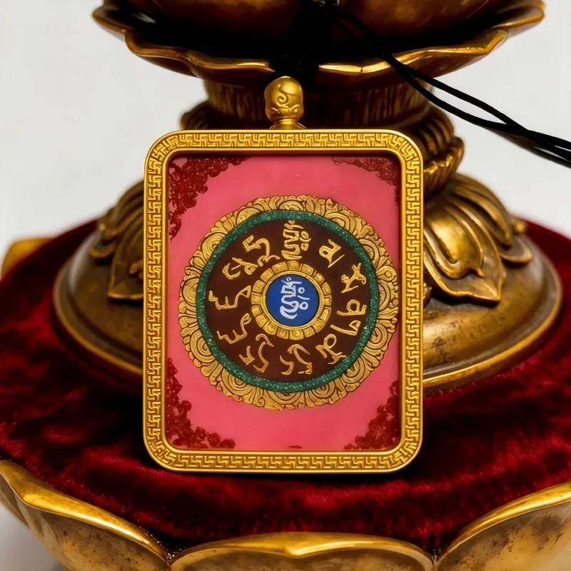 Zhai Lhamo Hand-Painted Thangka Pendant | Tibetan Wealth & Fortune Goddess Amulet for Prosperity image 3