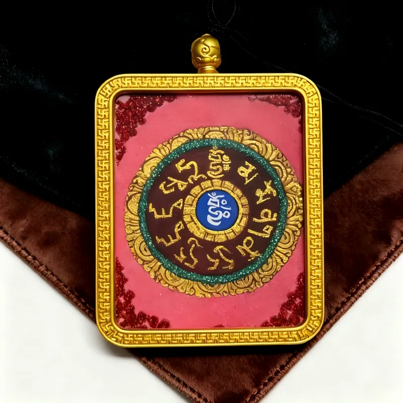 Zhai Lhamo Hand-Painted Thangka Pendant | Tibetan Wealth & Fortune Goddess Amulet for Prosperity image 5