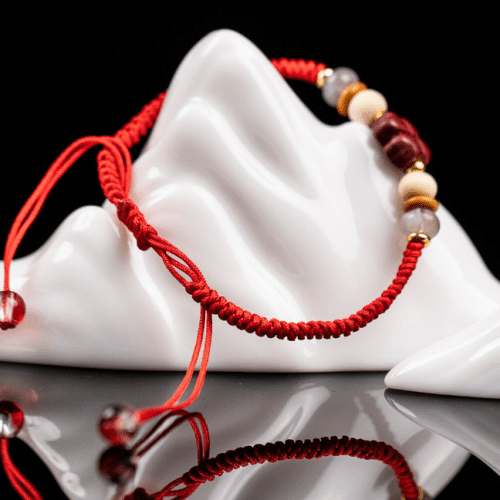 Click to view full screen Four-Leaf Clover Handwoven Red String Bracelet/Anklet – Protection & Good Luck Charm photo review