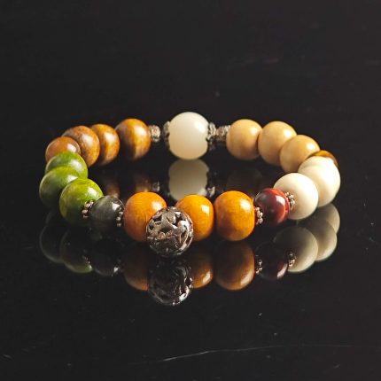Bodhi Tiger Eye Stone & Wood Healing Energy Bracelet