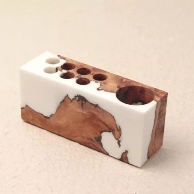 Zen - style Wood - grain Resin Pen Holder