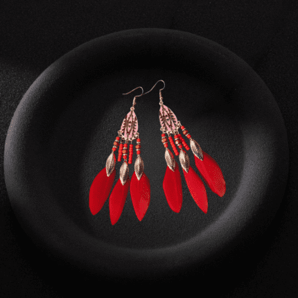 Lotus Flame Feather Auspicious Earrings