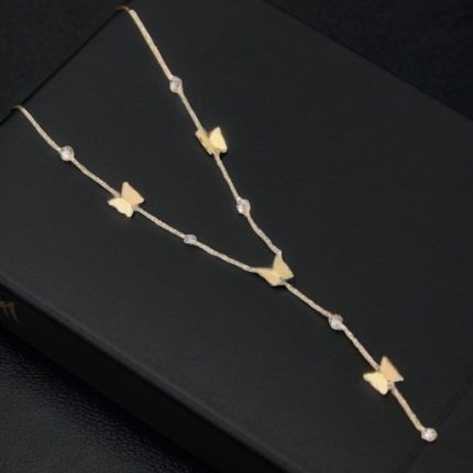 Titanium Steel Butterfly Necklace with Diamond Details