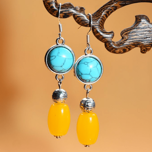 Click to view full screen Tibetan Yunnan ethnic style earrings photo review