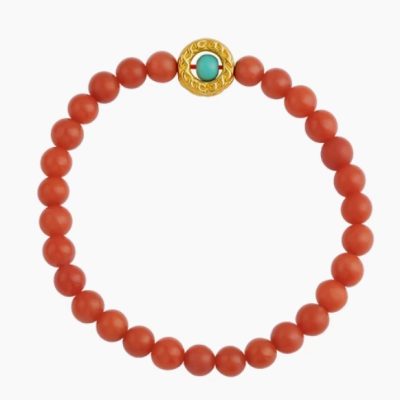 Crimson cinnabar gilded turquoise chain