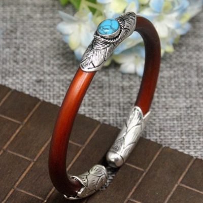 Ancient charm silver-inlaid Tibetan-style bracelet