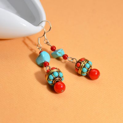 Turquoise Earrings Tibetan Ethnic-style Earrings