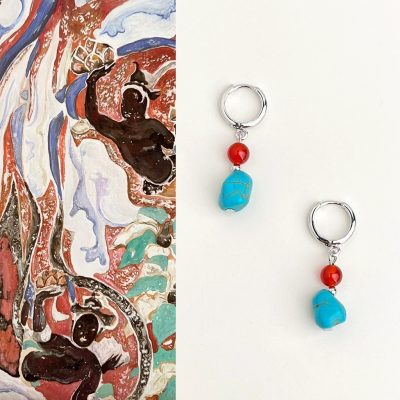 Tibetan Turquoise Ear Cuffs, Retro Literary Earrings