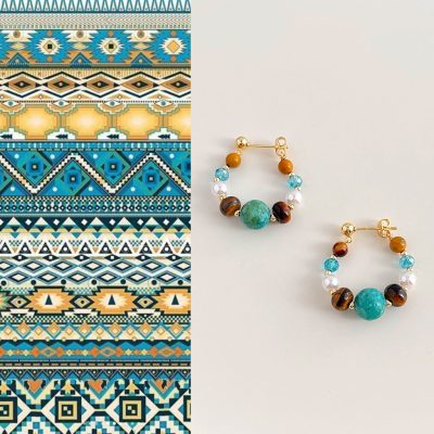 New Chinese Natural Stone Earrings, Tibetan Ethnic Retro Studs