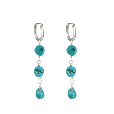 Silver Turquoise Tassel Earrings
