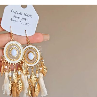 Ethno-Charm Universe - Silver & Gold Fringe Earrings
