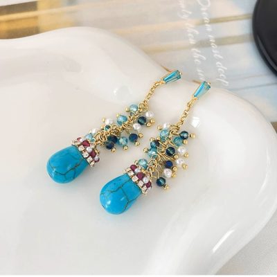 Turquoise Tiered Fringe Earrings