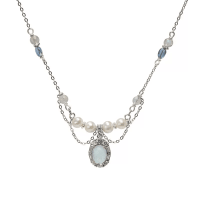 Natural Aquamarine Sterling Silver Necklace