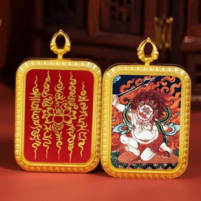 Tibet Thangka Pendant Zhajilamu Tibetan Style Hand - painted Buddha Plaque Men's Necklace Medicine Buddha Green Tara Acalanatha
