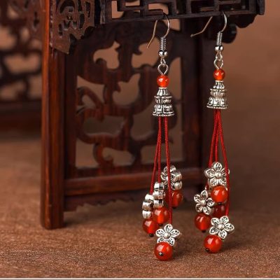 Colored Glass Ethnic Earrings