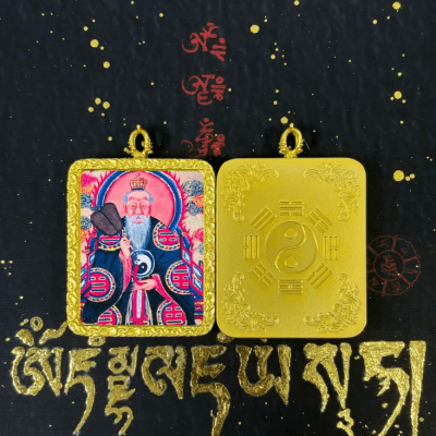 Taoist Auspicious Clouds Bagua National Style Zhao Gongming Wenchang Hand-painted Gold-traced Thangka Gau Box Pendant