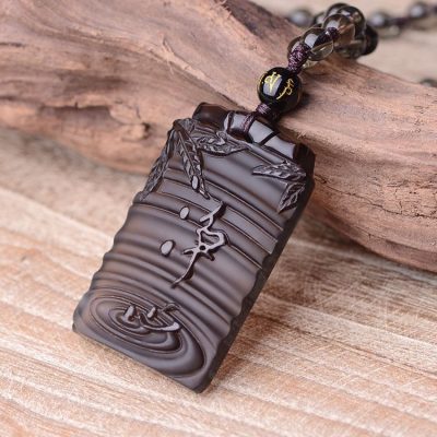 Ice-Texture Obsidian Mupai Meditation Pendant