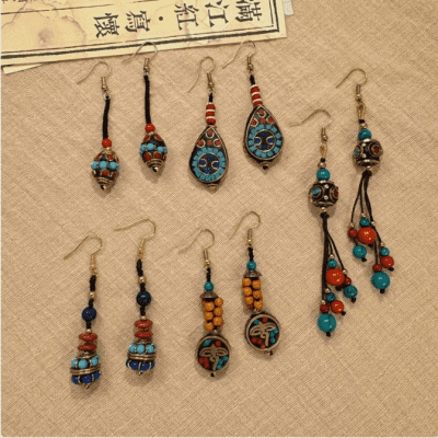 Handwoven Retro Ethnic Style Long Tassel Earrings