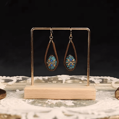 Chinese Style Retro Literary Tibetan Fortune-Turning Bead Ethnic Style Turquoise Ear Cuffs