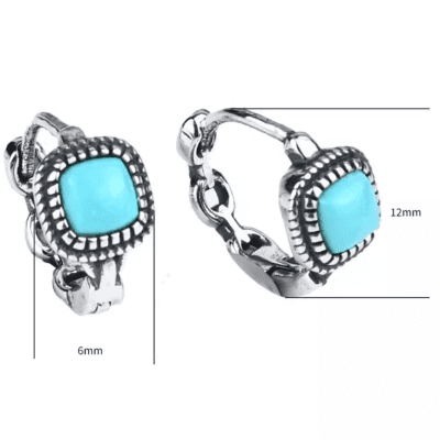 Silver Ear Cuffs Inlaid with Turquoise Earrings