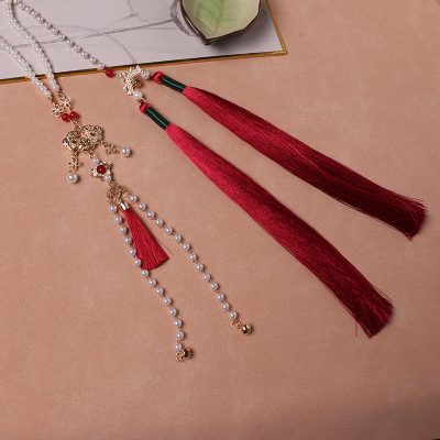 Peace Lock Lace-Style Long Necklace