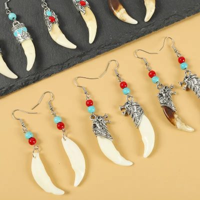 Tibetan Wolf Tooth Earrings