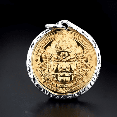 Tibetan Yellow God of Wealth necklace