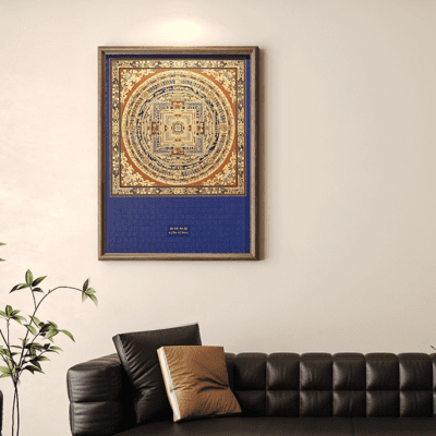 Kalachakra Mandala Thangka Tibetan Style Retro Copper Painting Facing Door Foyer Living Room Decorative Hanging Painting Ethnic Art