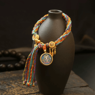 Eight Guardian Deities Thangka Bracelet Tibetan Style Women's Hand-woven National Trend Colorful Rope Ornament Bracelet