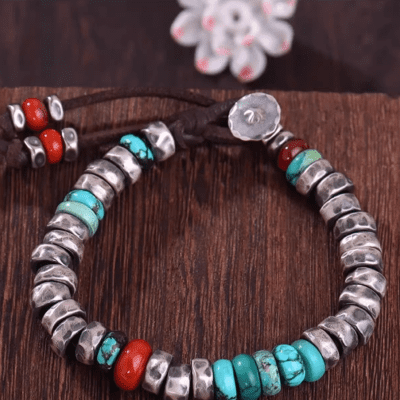 Tibetan Silver-inlaid Turquoise Bracelet