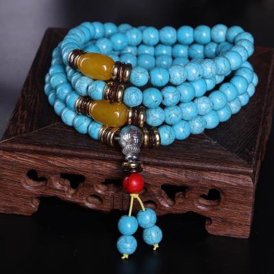 Natural turquoise multi-loop bracelet