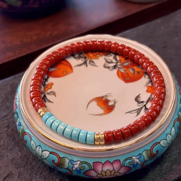 Tibetan Turquoise South Red 18k Gold Bracelet