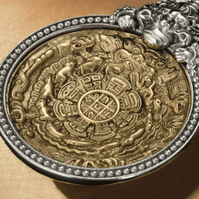 Tibetan village nine palace bronze pendant