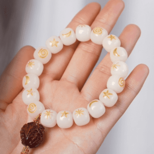 Click to view full screen Tibetan White Jade Carved Bracelet photo review