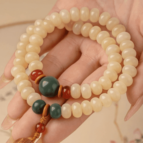 Click to view full screen Tibetan Jade-like Bodhi Abacus Bracelet photo review