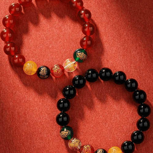 Click to view full screen Tibetan Five Gods Agate Bracelet photo review