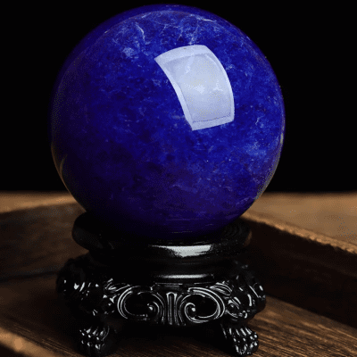 Genuine Blue Crystal Ball Ornament Aquamarine Fortune-Transferring Ball Polished Blue Crystal Raw Stone Living Room Entrance Home Gift