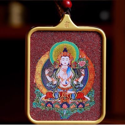 Cinnabar Hand Painted Thangka Zodiac Guardian Buddha Pendant Men And Women Protection Amulet Necklace Ornament