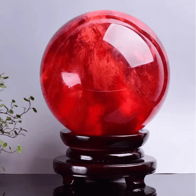 Natural Red Crystal Ball Raw Stone Prosperity and Good Fortune High-Grade Office Lucky Fortune-Transferring Fire Element Ornament