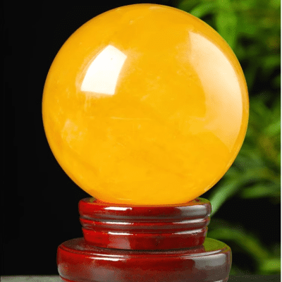 Natural Yellow Real Crystal Ball Raw Stone Kitchen Living Room Office Decoration Ornament High-Grade Lucky Feng Shui Fortune-Transferring Ball Ornament