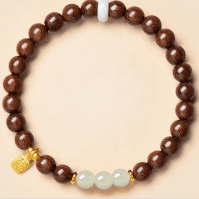 Golden silk sandalwood Buddha beads sandalwood plate play bracelet
