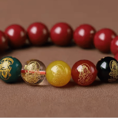 Five-way God of Wealth cinnabar bracelet