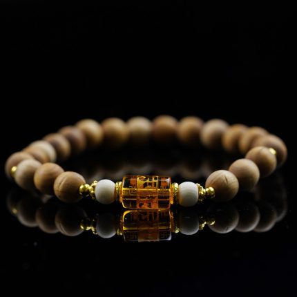 Natural Wood Mantra Crystal Health-Protecting Energy Mala Beads