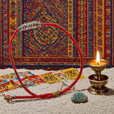 Bracelet | Invoke Buddhist Blessings | Tibetan-Inspired | Red Cotton | Dual-Use - Silver