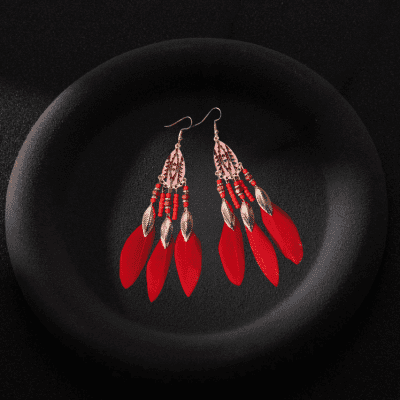 Lotus Flame Feather Auspicious Earrings