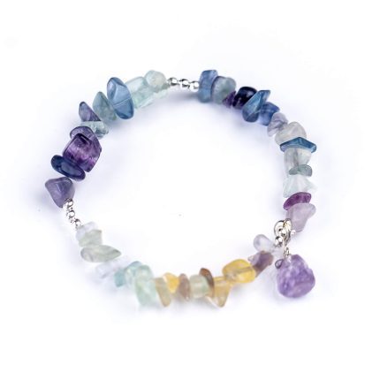 Multicolor Fluorite Lucky Fox Bracelet (Detachable Fox Charm)