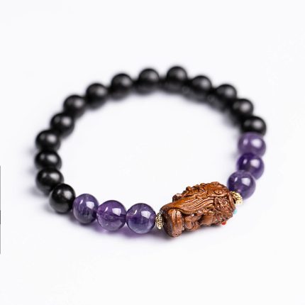 Ebony and Amethyst Buddhist Good Luck Protection Prayer Beads