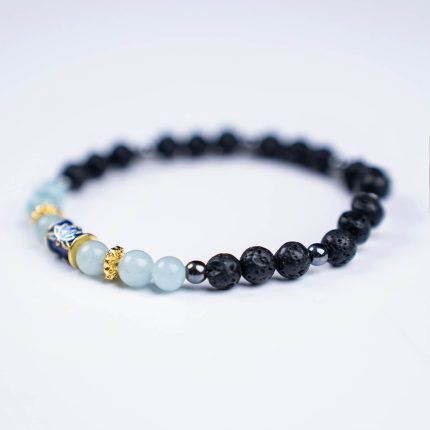 Chinese Zen-Inspired Jade & Lava Stone Wellness Bracelet